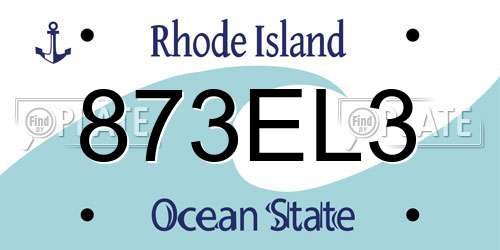 873EL3 Rhode Island License Plate
