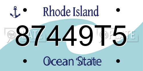 87449T5 Rhode Island License Plate