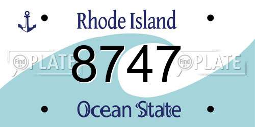 8747 Rhode Island License Plate