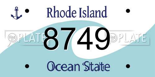 8749 Rhode Island License Plate