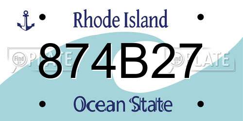 874B27 Rhode Island License Plate