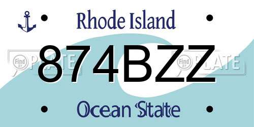 874BZZ Rhode Island License Plate