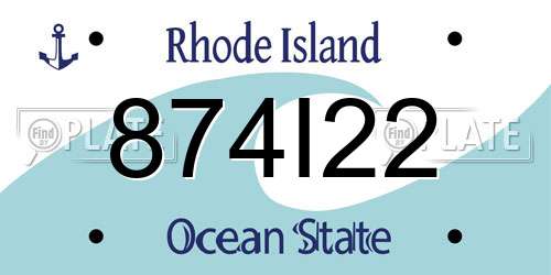 874I22 Rhode Island License Plate