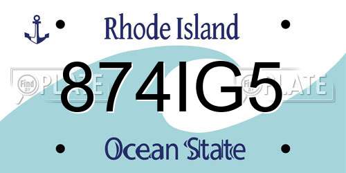 874IG5 Rhode Island License Plate