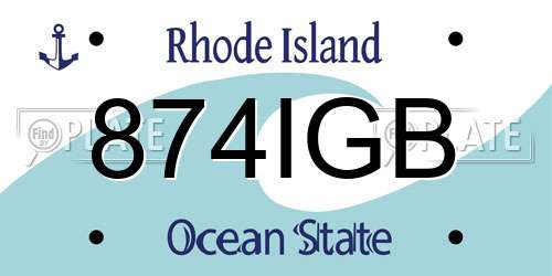 874IGB Rhode Island License Plate