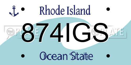 874IGS Rhode Island License Plate