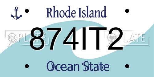 874IT2 Rhode Island License Plate