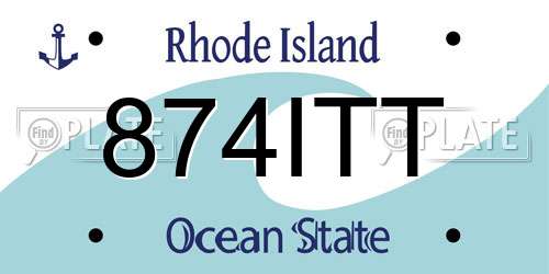 874ITT Rhode Island License Plate