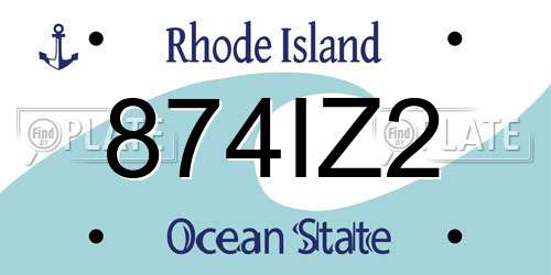 874IZ2 Rhode Island License Plate