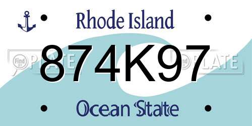 874K97 Rhode Island License Plate