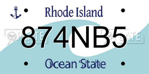 874NB5 Rhode Island License Plate