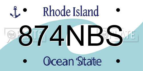 874NBS Rhode Island License Plate