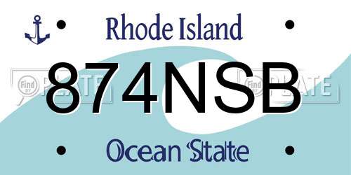 874NSB Rhode Island License Plate