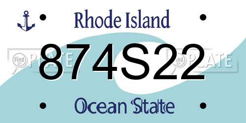 874S22 Rhode Island License Plate