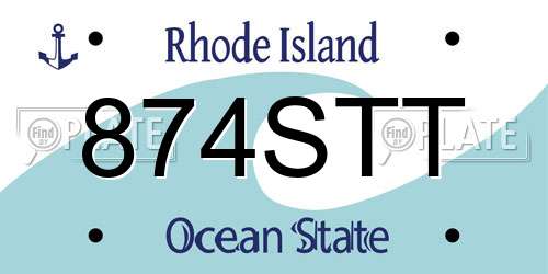 874STT Rhode Island License Plate