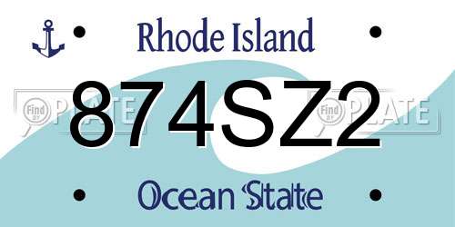 874SZ2 Rhode Island License Plate