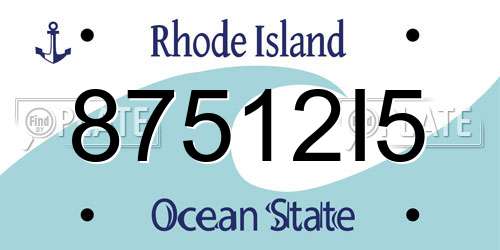 87512I5 Rhode Island License Plate