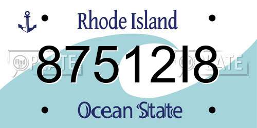 87512I8 Rhode Island License Plate