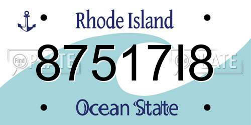 87517I8 Rhode Island License Plate