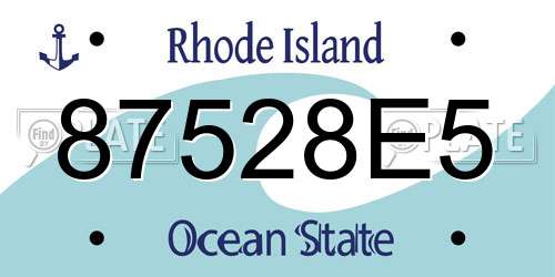 87528E5 Rhode Island License Plate
