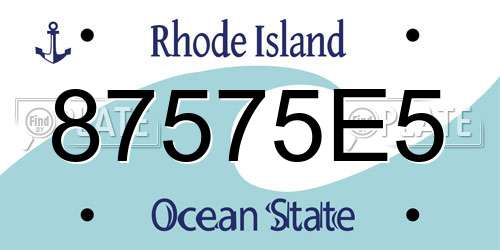 87575E5 Rhode Island License Plate