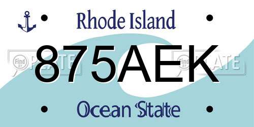 875AEK Rhode Island License Plate