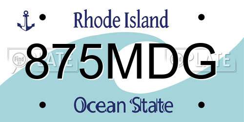 875MDG Rhode Island License Plate