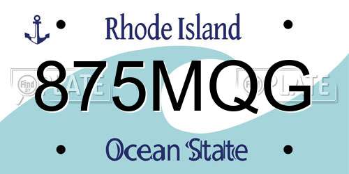 875MQG Rhode Island License Plate