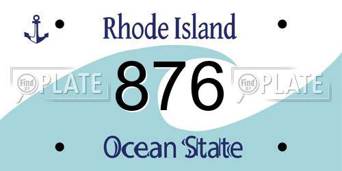 876 Rhode Island License Plate