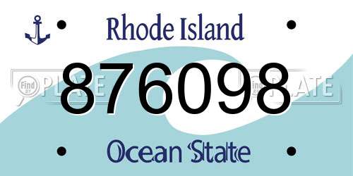 876098 Rhode Island License Plate