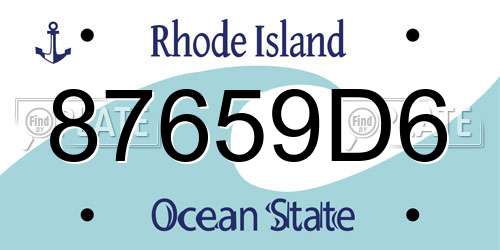 87659D6 Rhode Island License Plate