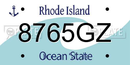 8765GZ Rhode Island License Plate