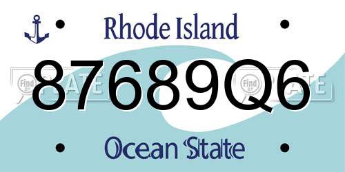 87689Q6 Rhode Island License Plate