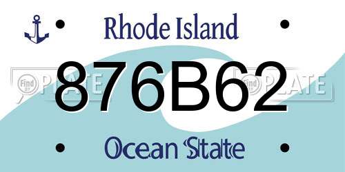 876B62 Rhode Island License Plate