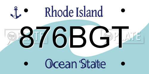876BGT Rhode Island License Plate