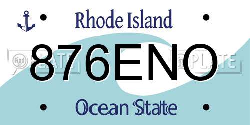 876ENO Rhode Island License Plate