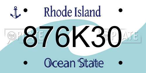 876K30 Rhode Island License Plate