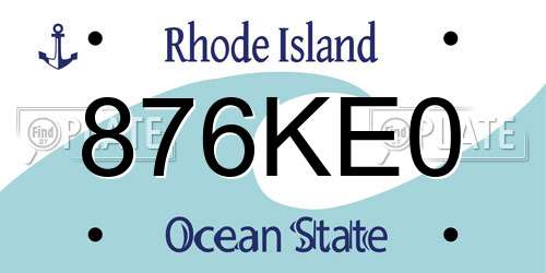 876KE0 Rhode Island License Plate