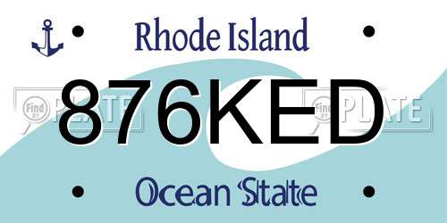 876KED Rhode Island License Plate