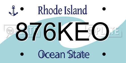 876KEO Rhode Island License Plate