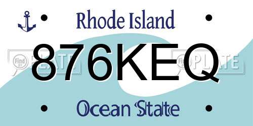 876KEQ Rhode Island License Plate