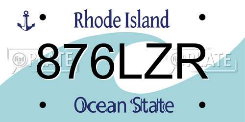 876LZR Rhode Island License Plate