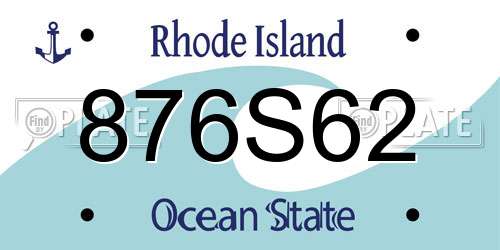 876S62 Rhode Island License Plate
