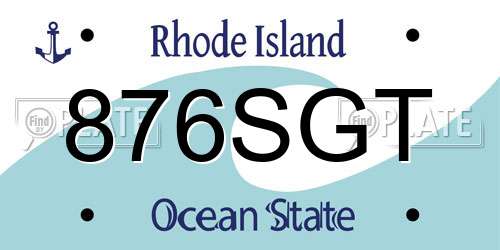 876SGT Rhode Island License Plate