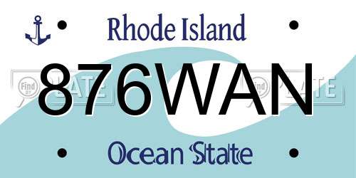 876WAN Rhode Island License Plate