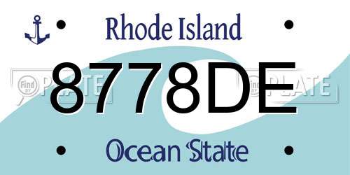 8778DE Rhode Island License Plate