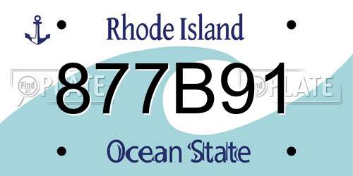 877B91 Rhode Island License Plate