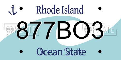 877BO3 Rhode Island License Plate