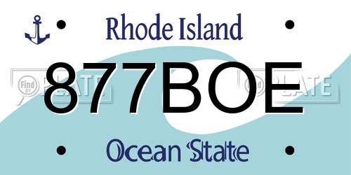 877BOE Rhode Island License Plate