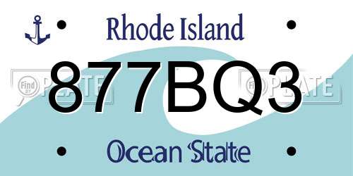 877BQ3 Rhode Island License Plate